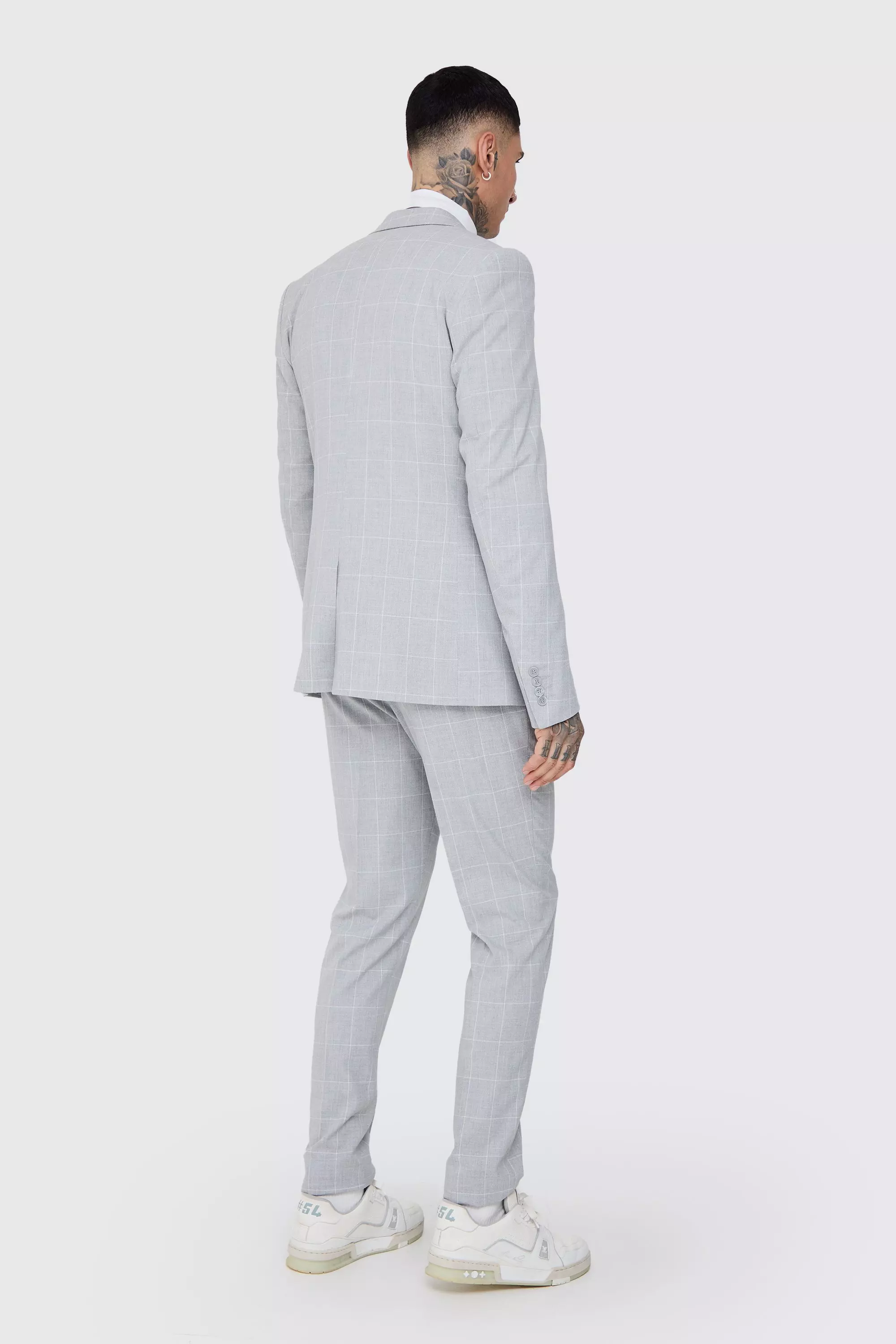 Light grey Tall Window Pane Check Skinny Fit Blazer alternative image
