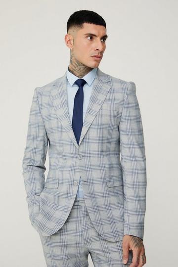 Tall Geruite Skinny Fit Blazer grey