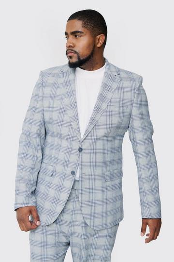 Plus Checked Skinny Fit Blazer grey