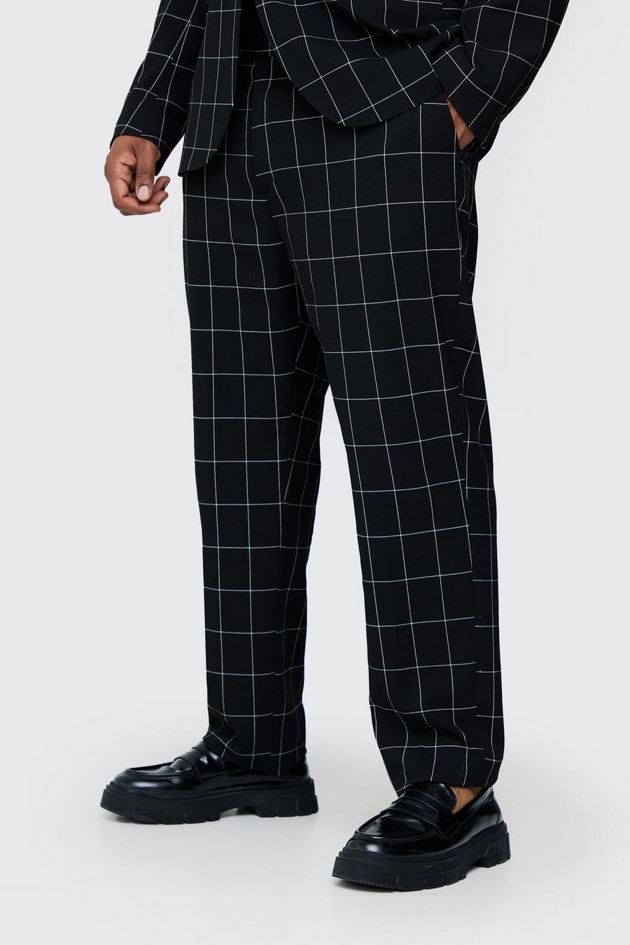 Black Plus Window Pane Check Skinny Fit Trousers image number 1