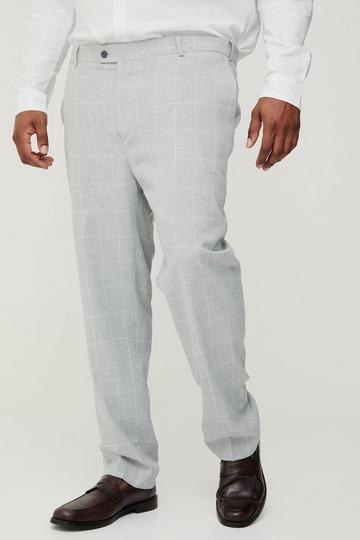 Plus Window Pane Check Skinny Fit Trousers light grey