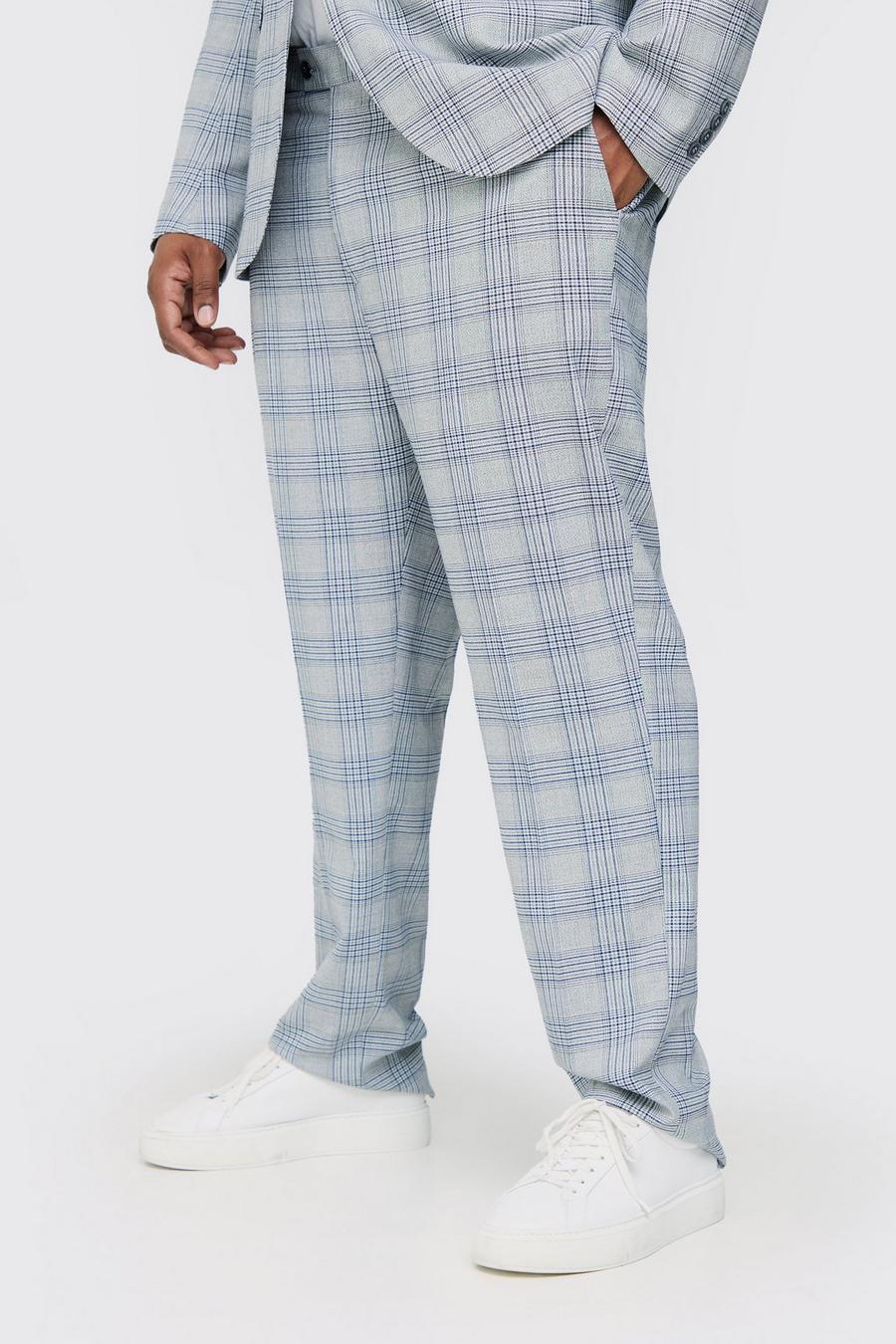 Grey Plus Checked Skinny Fit Trousers