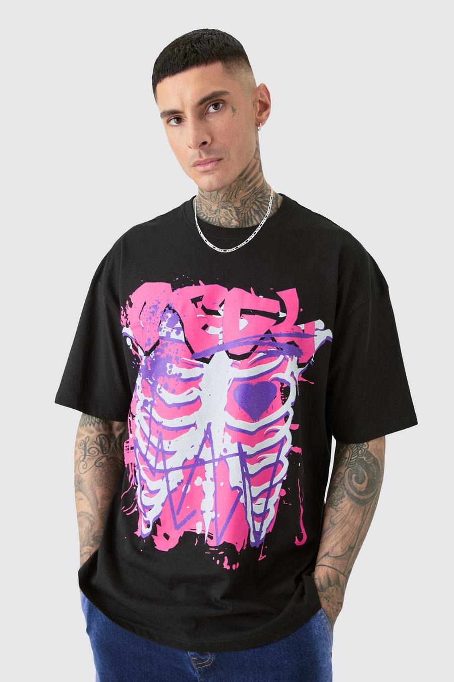 Black Tall Ofcl Svart t-shirt med skelett image number 1