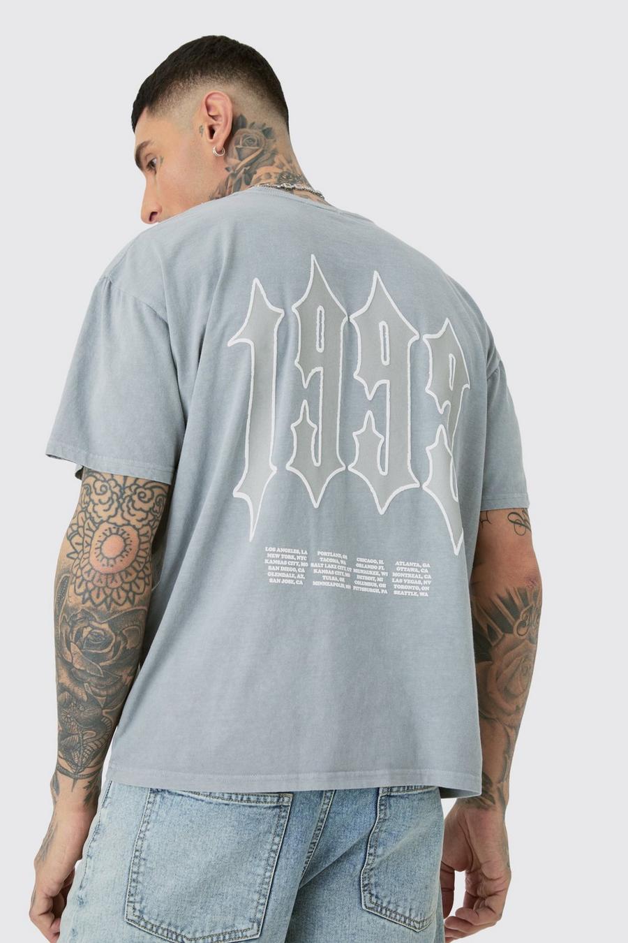 Tall 1999 Back Print Graphic T-shirt In Grey image number 1
