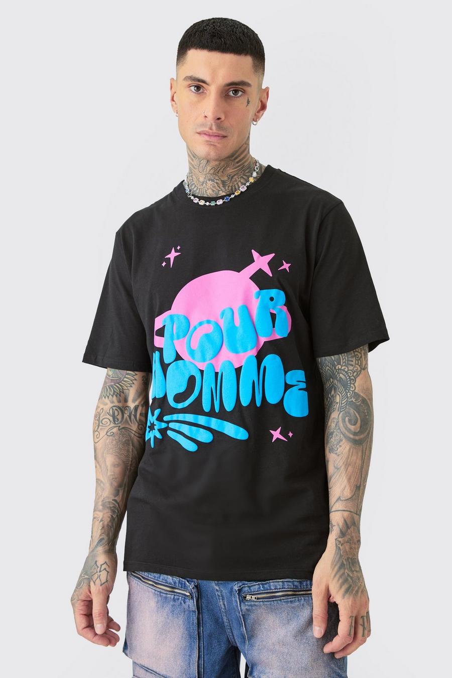 Tall Space Pour Homme Puff Print T-shirt In Black image number 1