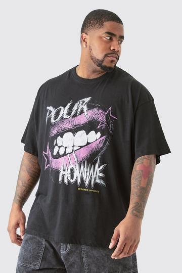 Plus Pour Homme Lips Graphic T-shirt In Black black