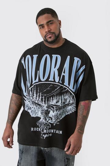 Plus Colorado Varsity Over The Seam Graphic T-shirt In Black black