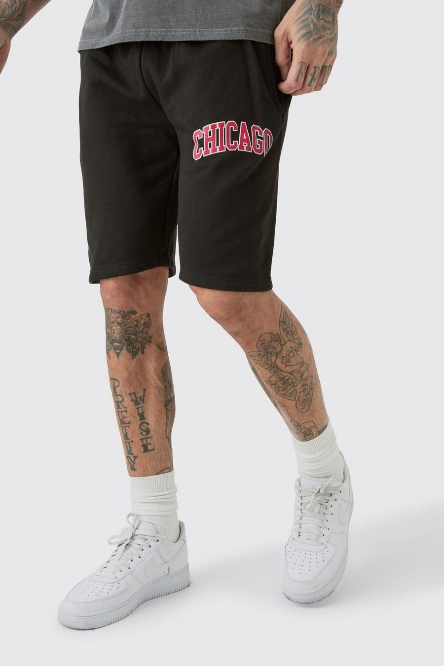 Black Tall Baggy Jersey Varsity Shorts image number 1
