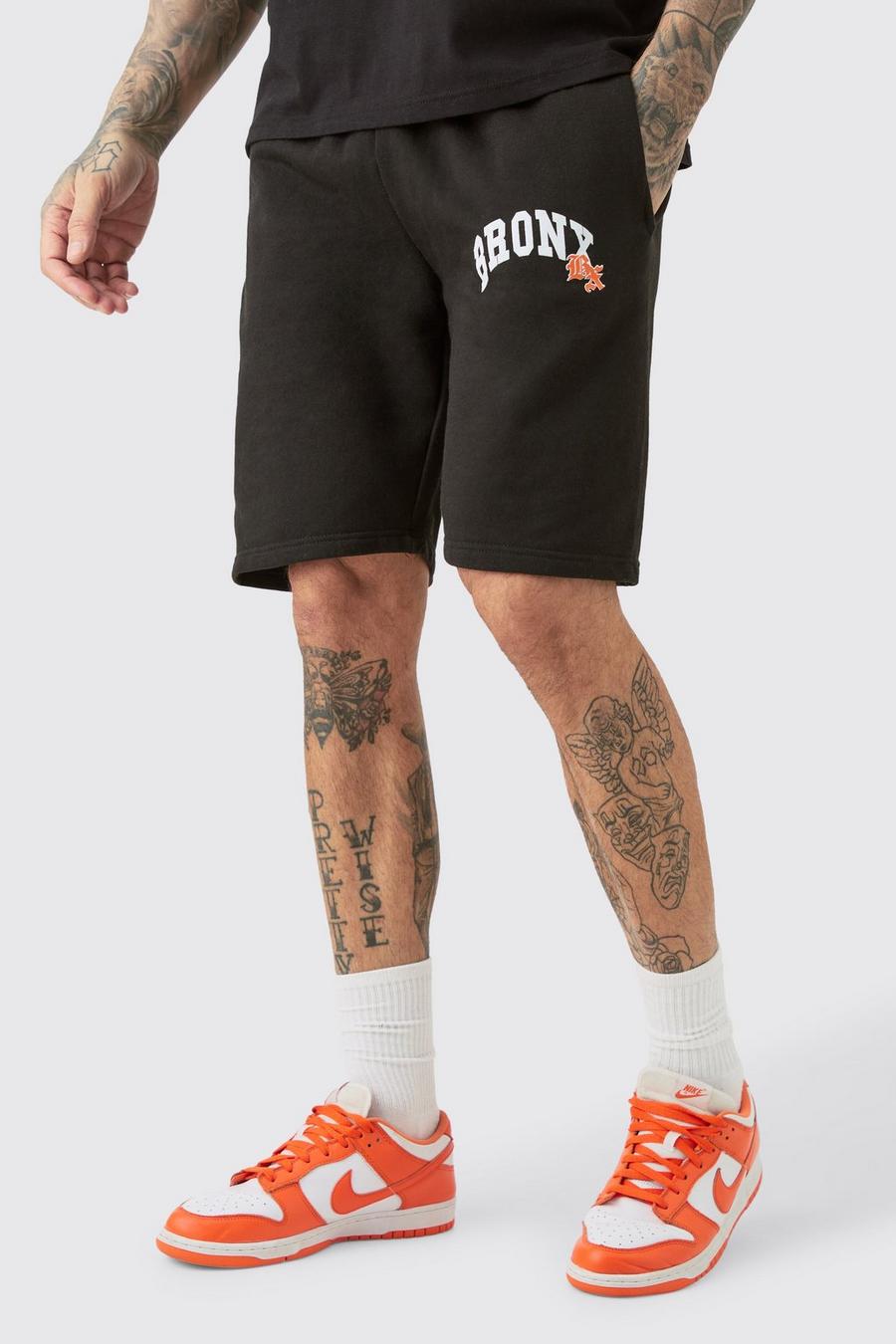 Black Tall Baggy Jersey Varsity Shorts image number 1