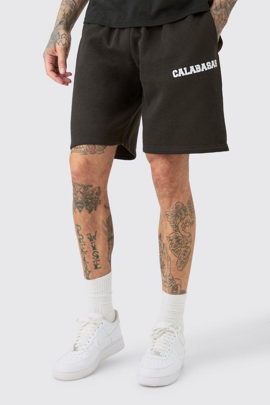 Tall lockere Jersey-Shorts, Black