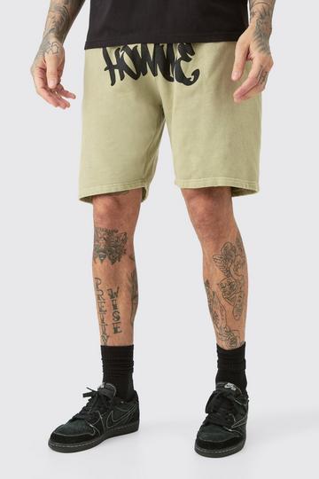 Tall Baggy Overdye Jersey Homme Graffiti Shorts sage