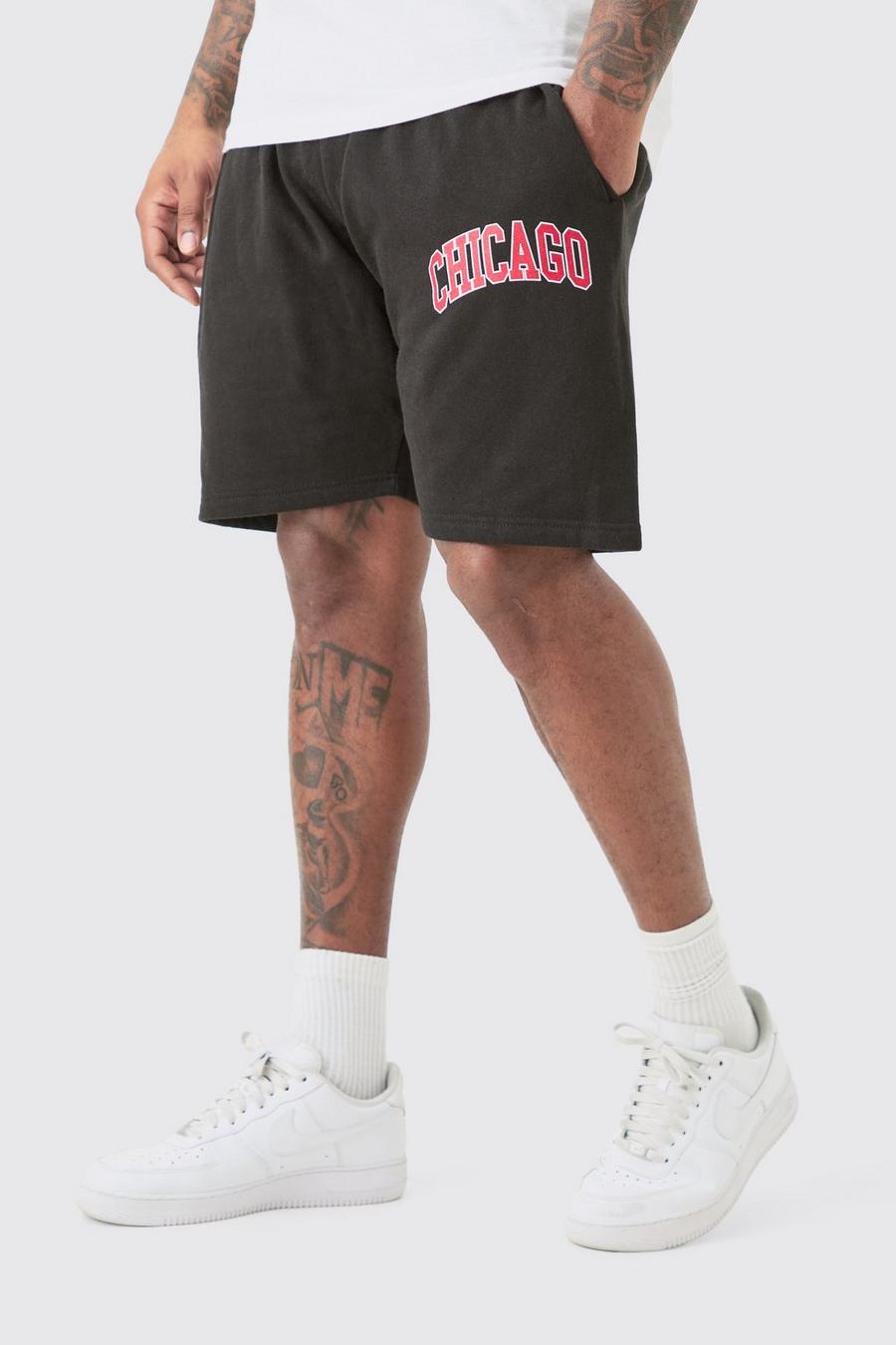 Black Plus Baggy Jersey Varsity Shorts image number 1