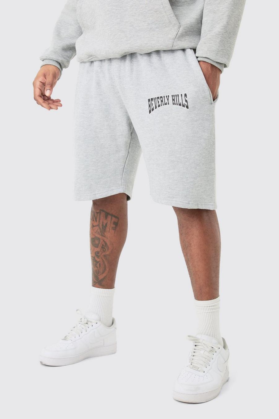 Pantaloncini comodi Plus Size in jersey stile Varsity, Grey image number 1