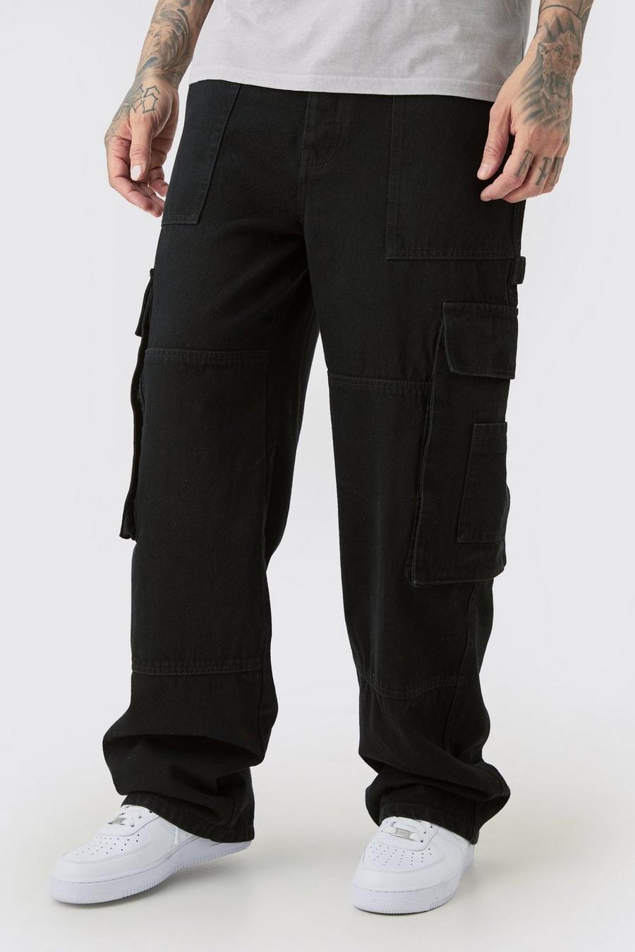 Black Tall Baggy Fit Cargo Jeans