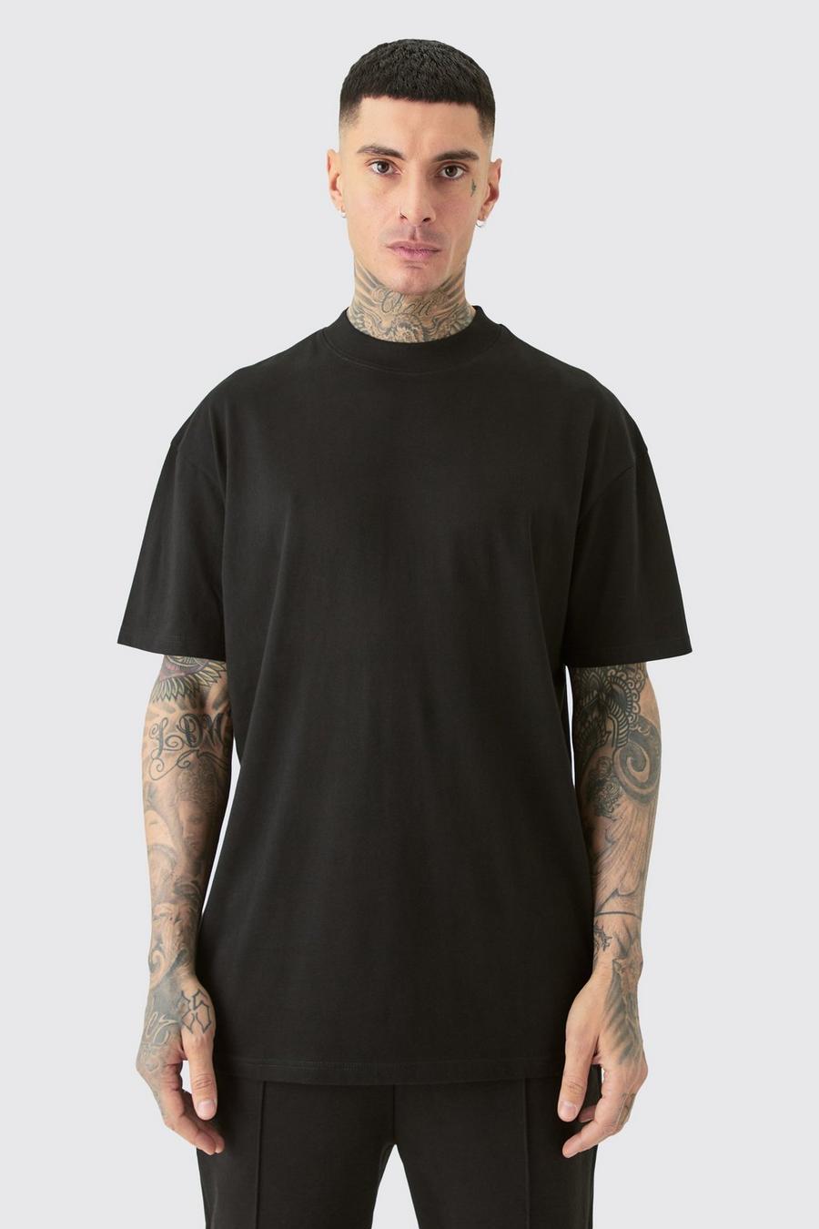 T-shirt Tall oversize con girocollo esteso, Black