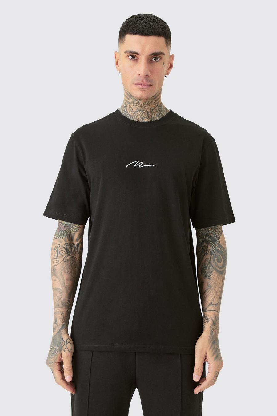 Black Tall Man Signature T-shirt med brodyr