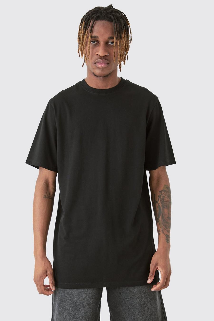 Black Tall Basic Longline Crew Neck T-shirt image number 1