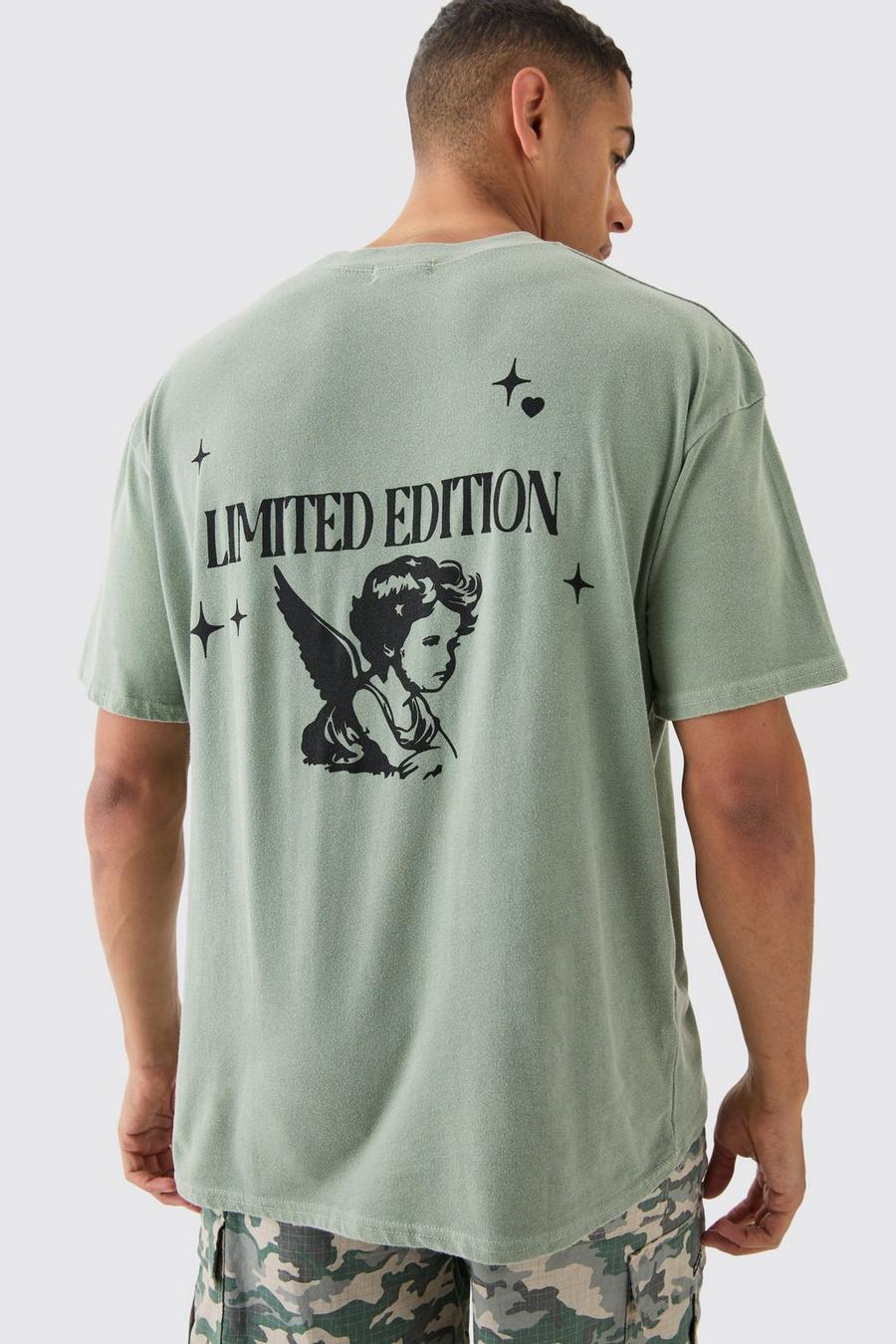 T-shirt oversize délavé à imprimé Renaissance, Khaki image number 1