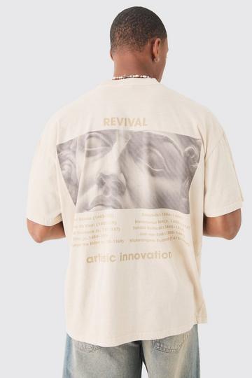 Oversized Washed Statue Print T-shirt ecru