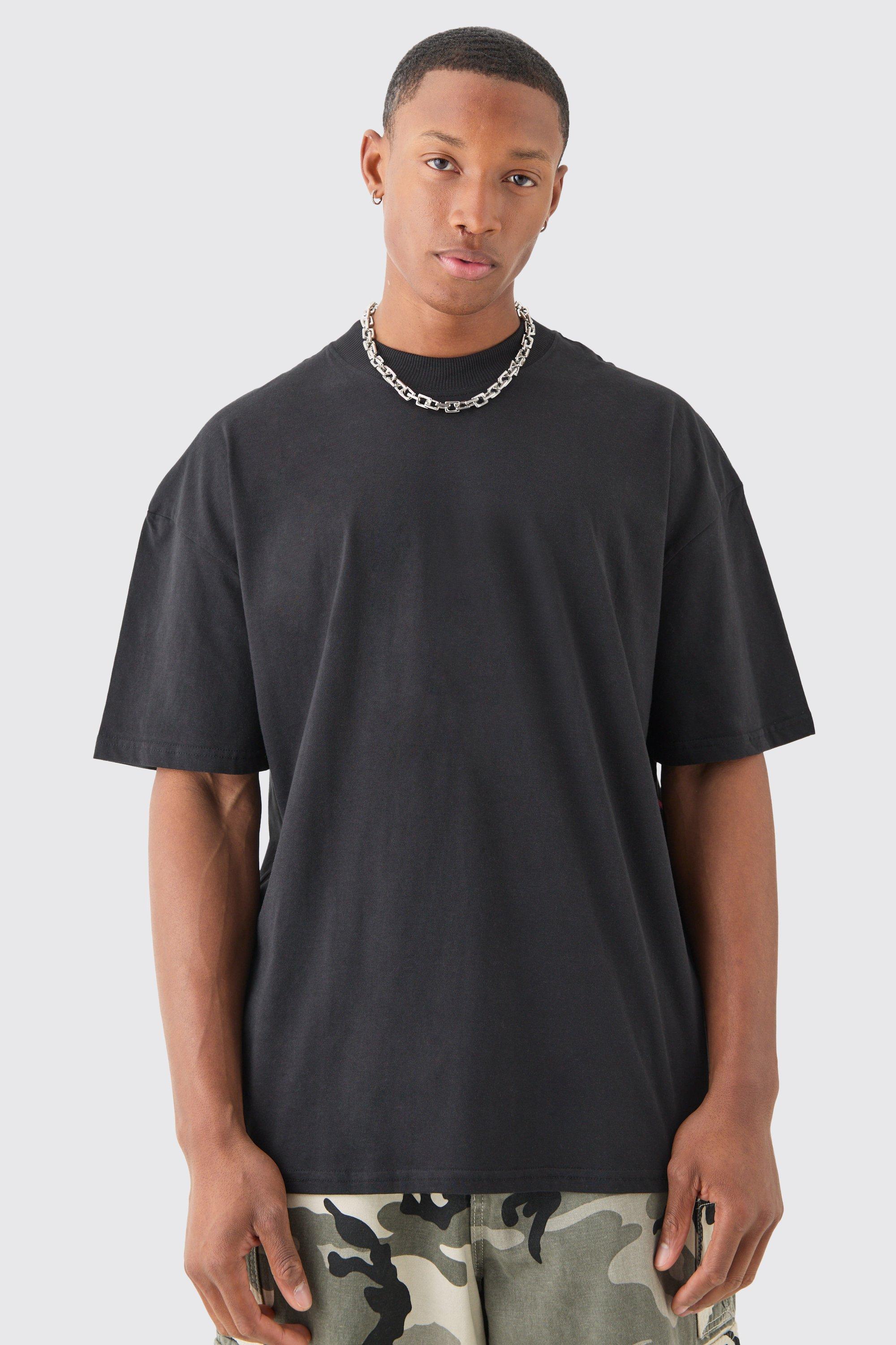 Tシャツ・カットソー LMC OVERDYED GOTHIC OVAL COLLAR SWEATSHIRT black 0LM23SSW102 Oversized Extended Neck Over The Seam Gothic Back Print T