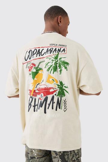 Oversized Copacabana Printed Back Print T-shirt sand