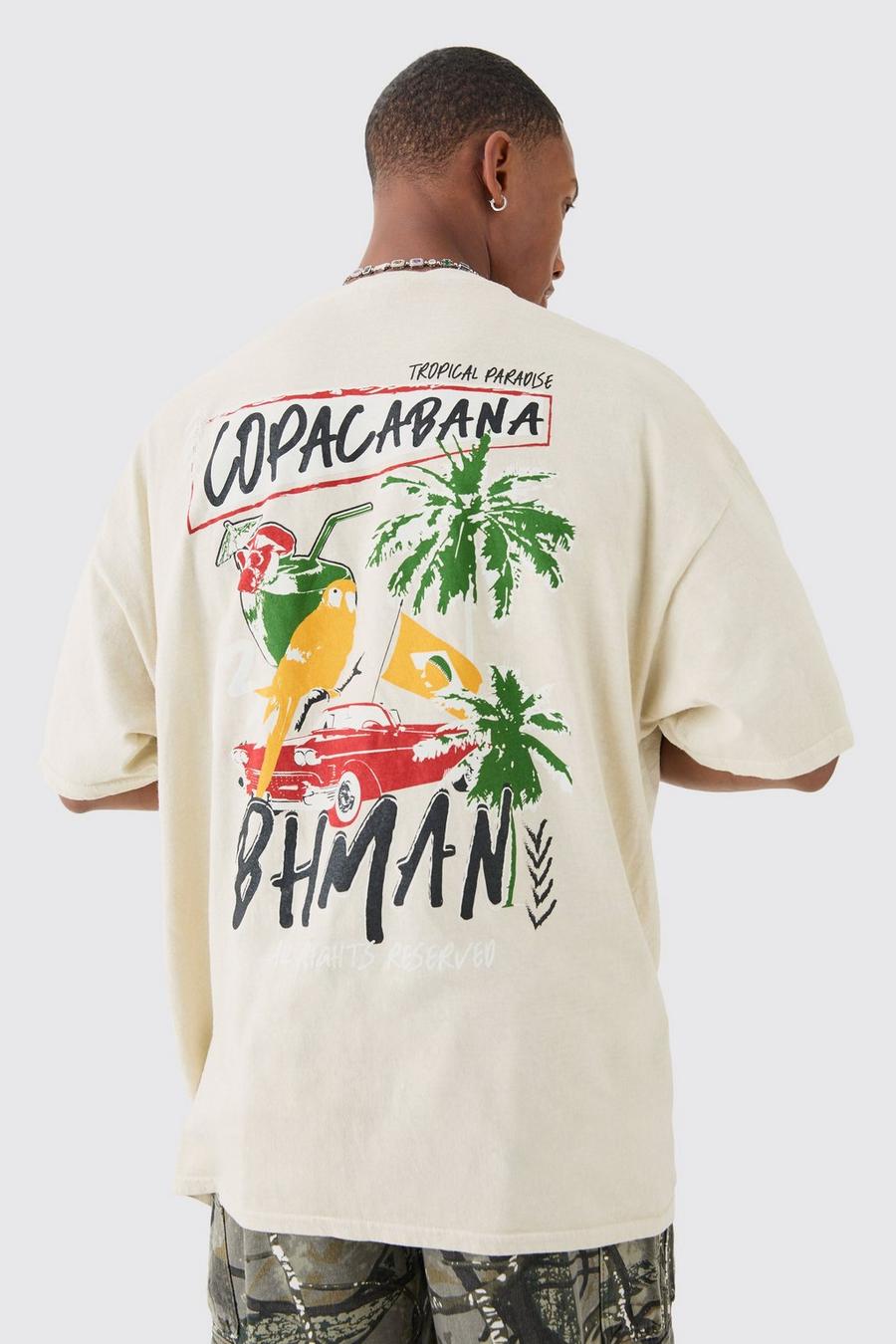 Oversize T-Shirt mit Copacabana Print, Sand image number 1