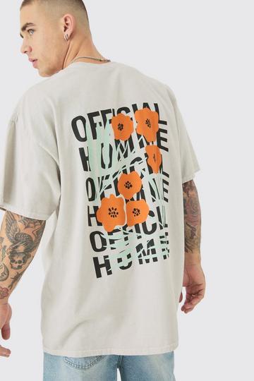 Oversized Official Floral Wash T-shirt stone