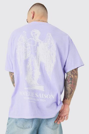Lilac Purple Oversized Wash Nouvelle Renaissance Back Print T-shirt