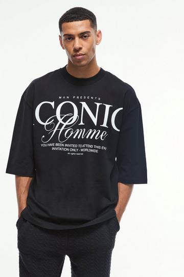 T-shirt oversize imprimé à col montant black