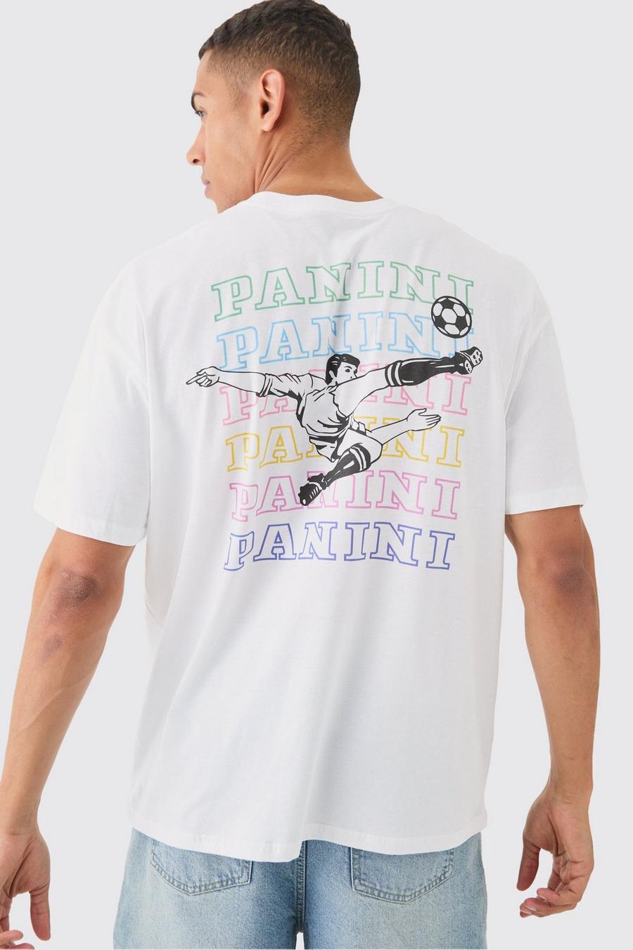 Oversize T-Shirt mit lizenziertem Panini Fußball-Print, White