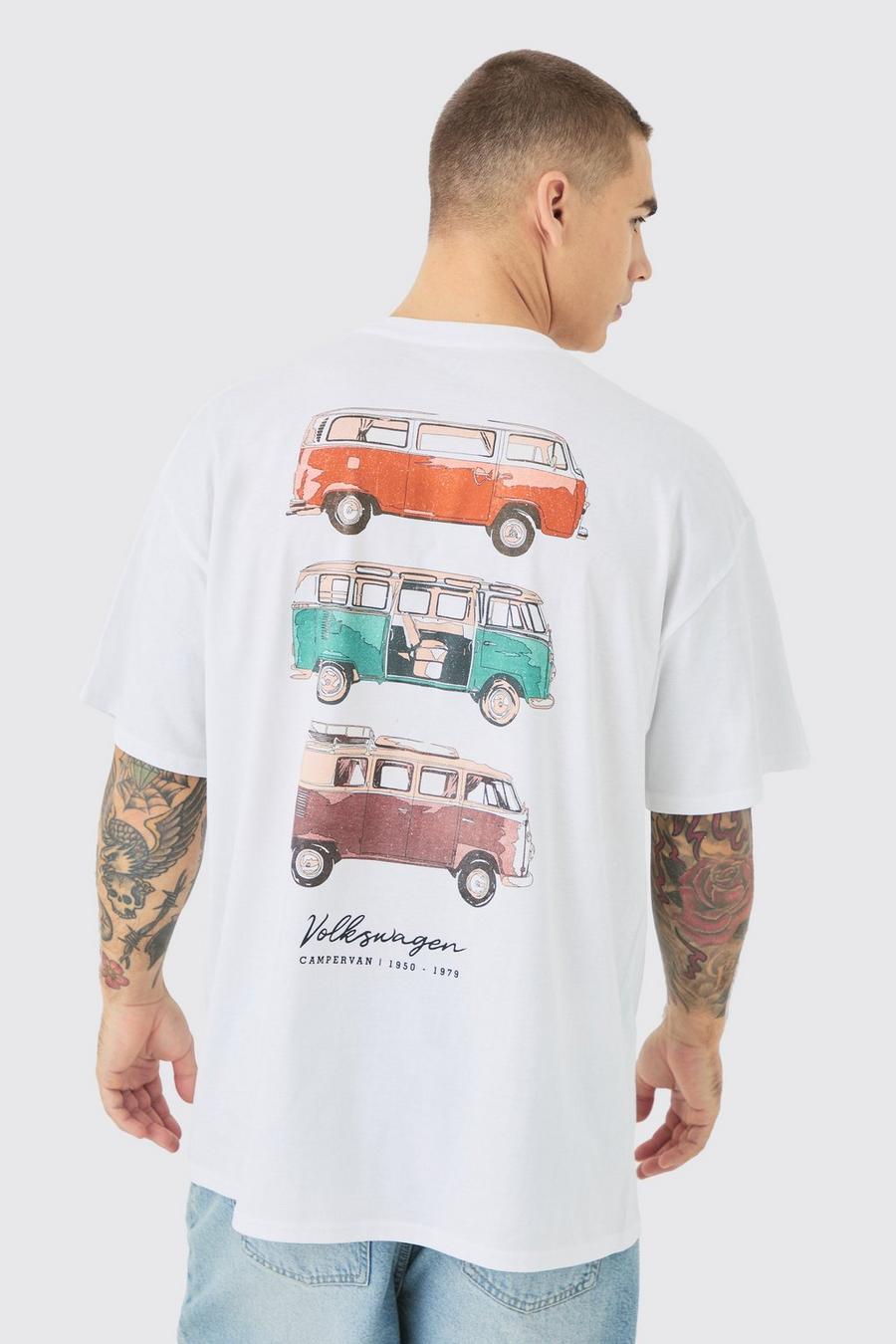 Oversize T-Shirt mit lizenziertem Volkswagen-Print, White image number 1