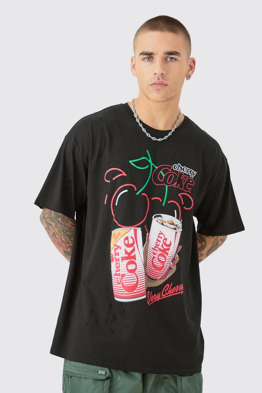 T-shirt oversize à imprimé Cherry Coke, Black