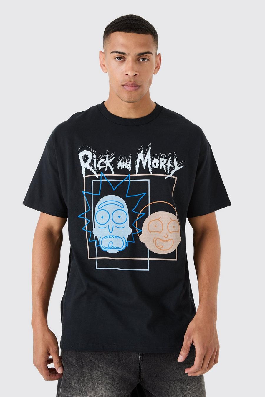 Black Oversized Rick And Morty License T-shirt image number 1