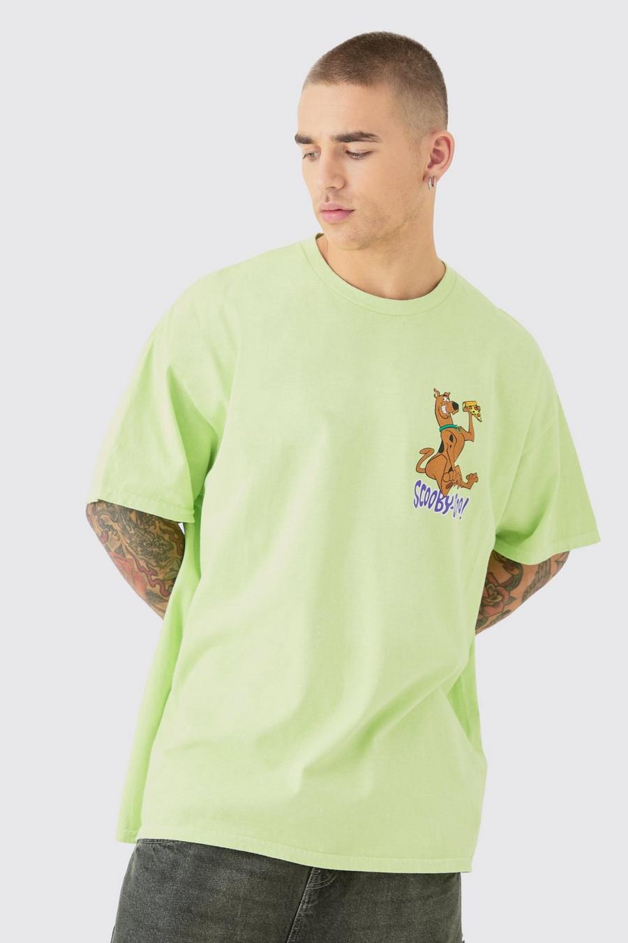 Camiseta oversize con lavado a la piedra y estampado de Scooby Doo, Green