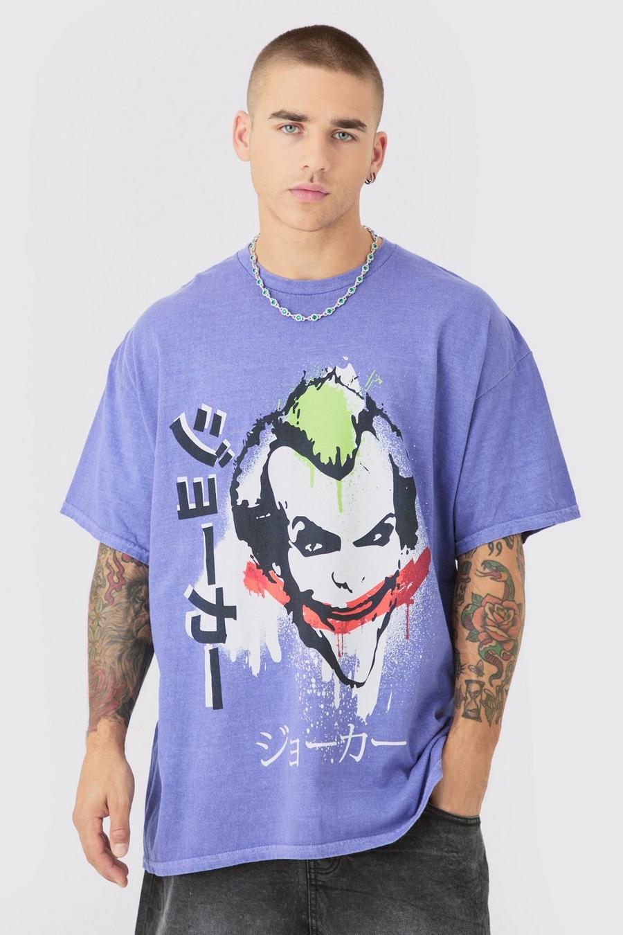 T-shirt oversize délavé à imprimé Joker, Purple