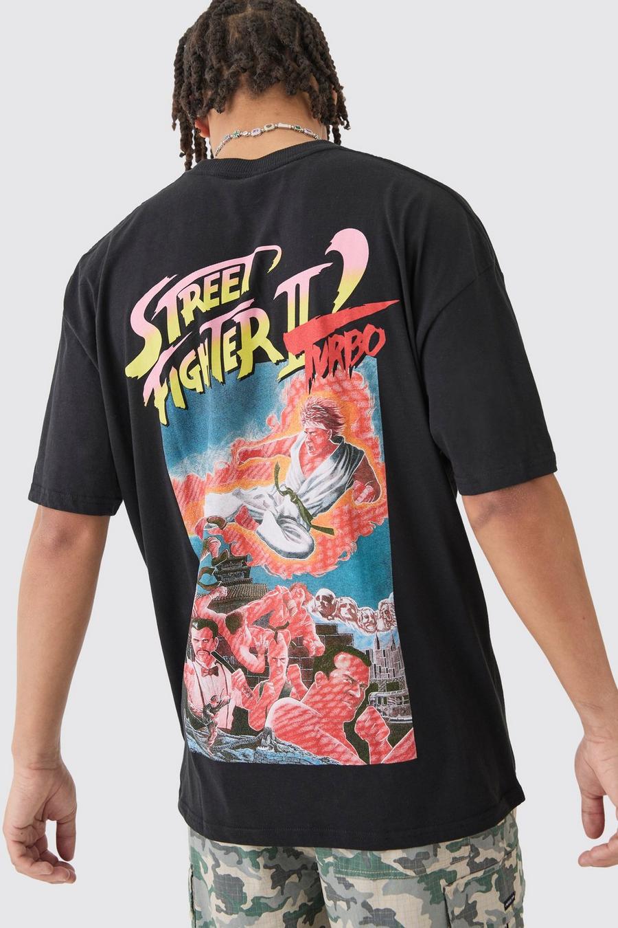 Camiseta oversize con estampado de Street Fighter, Black