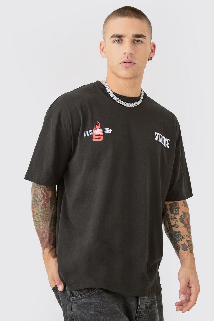 Camiseta oversize con estampado de Scarface, Black
