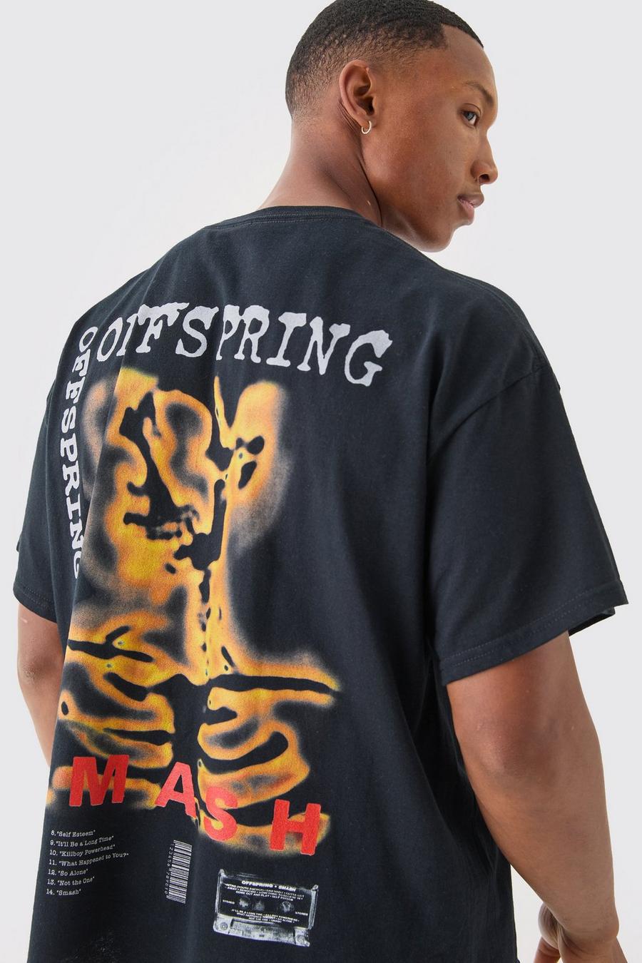 Kastiges Oversize T-Shirt mit lizenziertem The Offspring Band Print, Black image number 1