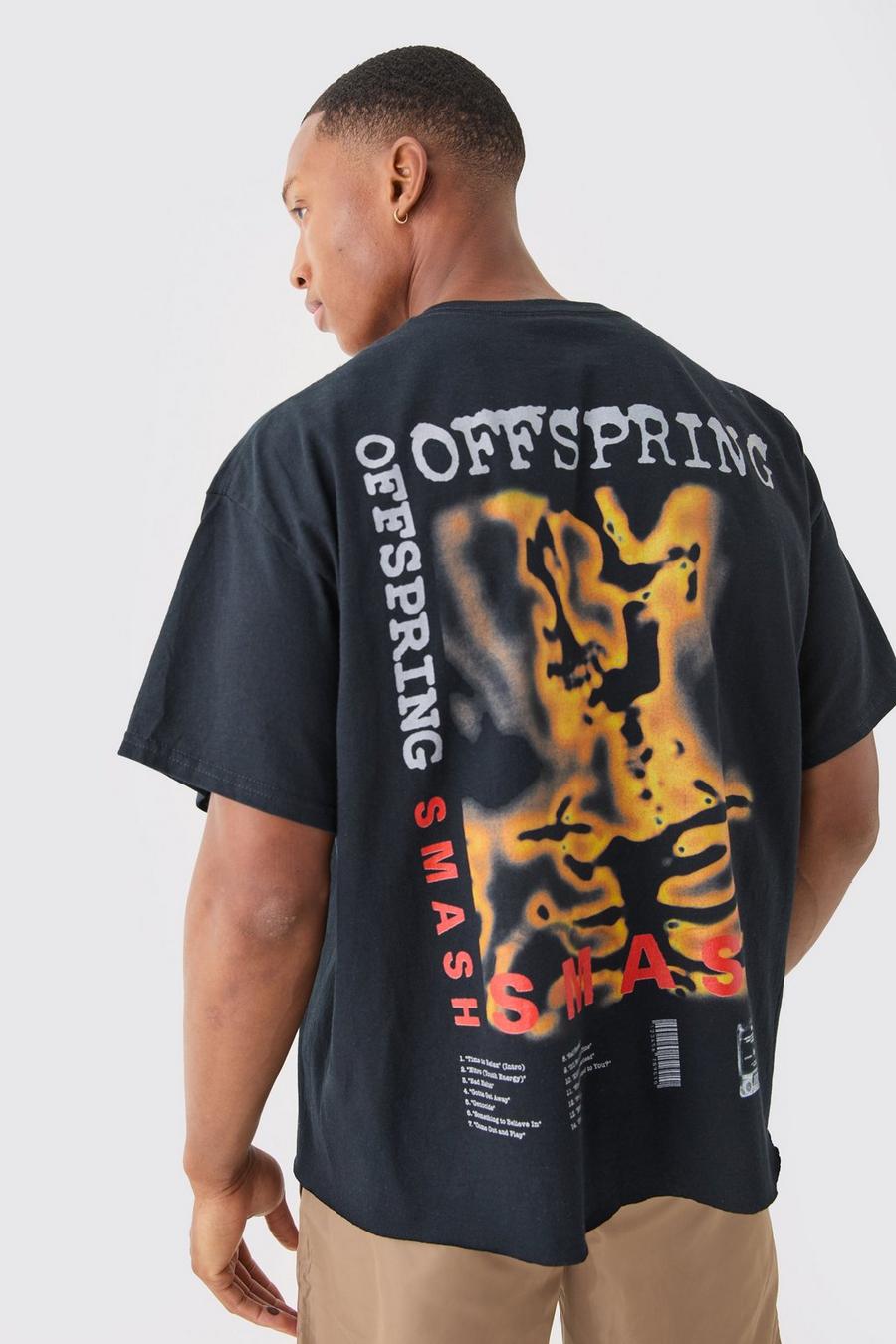 Camiseta oversize recta con estampado de The Offspring Band, Black image number 1