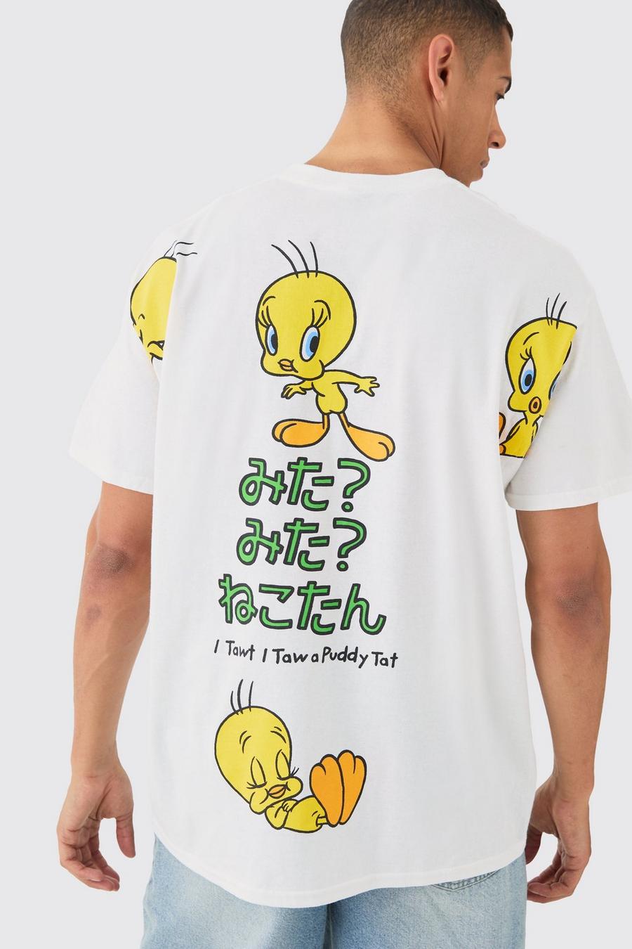 White Oversized Gelicenseerd Large Scale Tweety T-Shirt image number 1