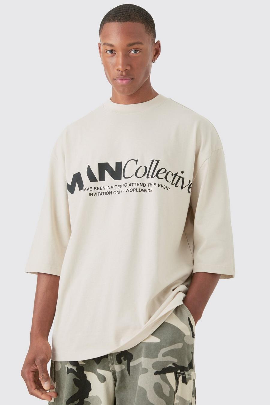 Stone Oversized Extended Neck Man Collective T-shirt
