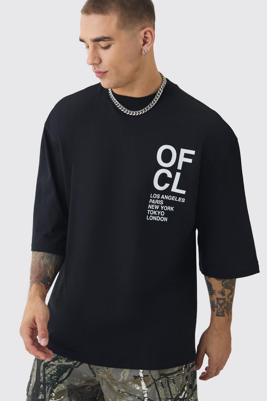 Black Oversized Extended Neck Creative Dept T-shirt image number 1