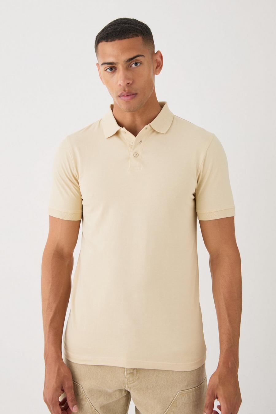 Sand Muscle Fit Short Sleeve Polo