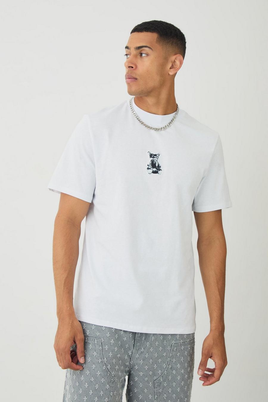 White Extended Neck Metallic Bear T-shirt image number 1