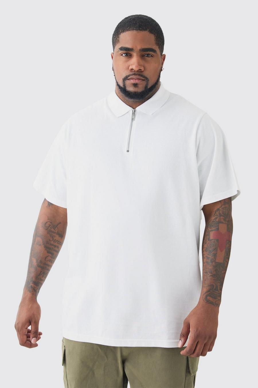 Plus Short Sleeve Pique Polo In White image number 1
