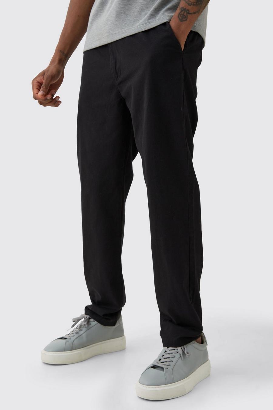Black Tall Fixed Waist Slim Cropped Chino Trouser
