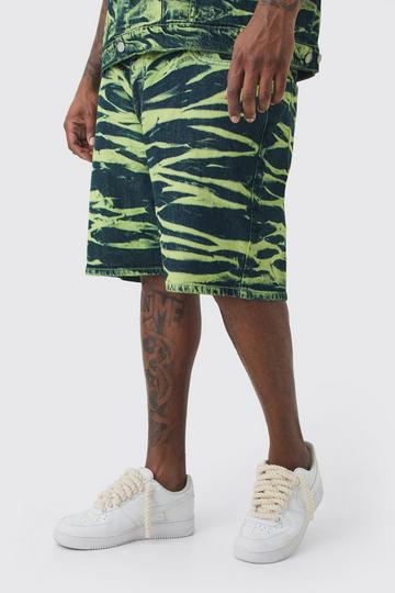 Plus Bleach Wash Relaxed Jean Short green