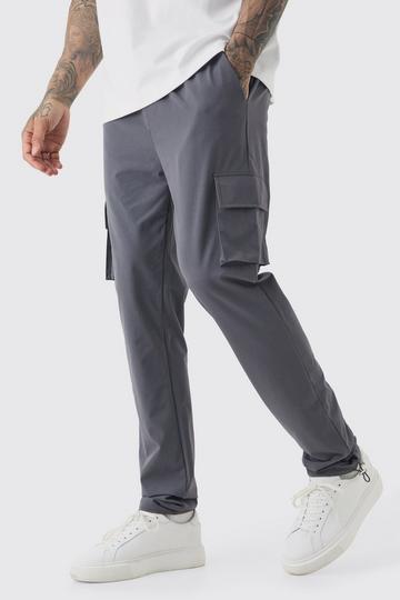 Grey Tall Elasticated Lightweight Technical Stretch Skinny Cargo Pants