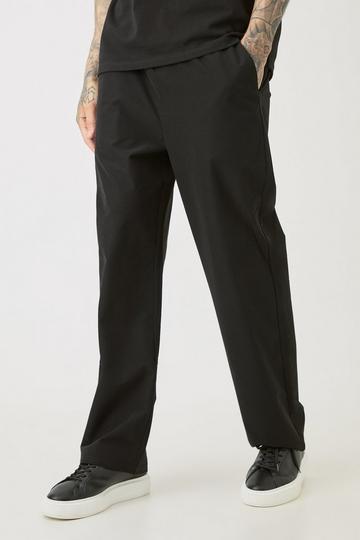 Tall Elasticated Lightweight Technical Stretch Relaxed Fit Trousers black