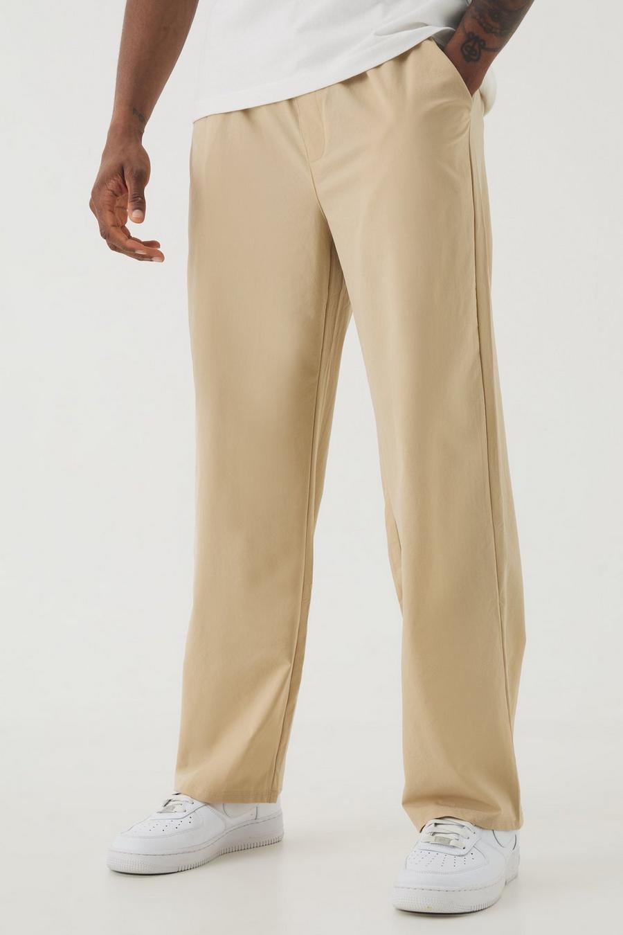 Stone Tall Elasticated Waist Lightweight Technical Stretch Relaxed Cropped Trouser